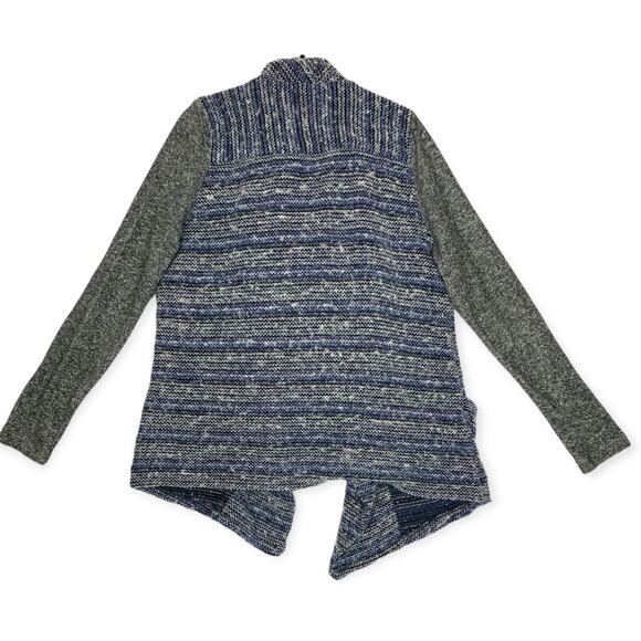 Lucky Brand Wool Blend Waterfall Draped Cardigan Women's Sz L Mixed Media Open - Picture 2 of 6